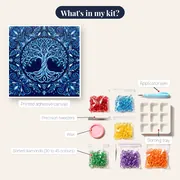 Mandala Tree of Life in Blue and White – kit contents
