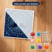 Mandala Simmetrico dell'Albero della Vita in Blu – kit pronto per iniziare