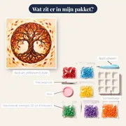 Herfst Levensboom met Vurige Bladeren in Cirkel – inhoud van het pakket