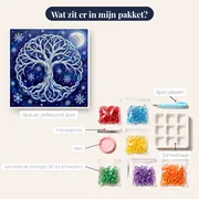 Winterse levensboom onder maanlicht – inhoud van het pakket