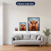 Shaggy Ginger Highland Cow in Purple Heather – available sizes