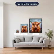 Ritratto di Mucca Highland tra l'Erica Viola – misure disponibili