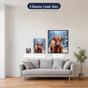 Highland Cow In Snowy Pine Forest – available sizes