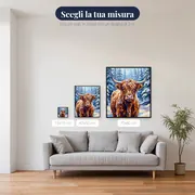 Mucca Highland nella Foresta Innevata – misure disponibili