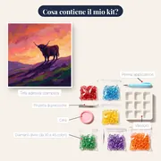 Silhouette di mucca highland al tramonto – contenuto del kit