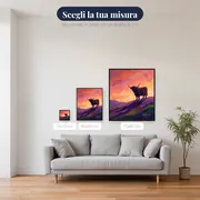 Silhouette di mucca highland al tramonto – misure disponibili
