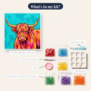 Pop Art Highland Cow Portrait – kit contents