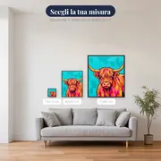 Mucca Highland Pop Art dai Colori Vivaci – misure disponibili