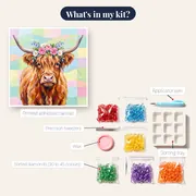 Highland Cow With Pink Rose Flower Crown – kit contents