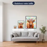 Vache Highland Couronnée de Fleurs Printanières – tailles disponibles