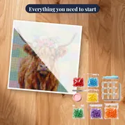 Highland Cow With Pink Rose Flower Crown – kit ready to start