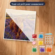 Vache des Highlands dans un champ de lavande doré – kit prêt à commencer