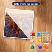 Mucca Highland tra Lavanda al Tramonto – kit pronto per iniziare