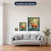 Mucca Highland tra Campanule nel Bosco – misure disponibili