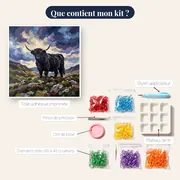 Vache Highland Noire Sur Les Collines Écossaises – contenu du kit