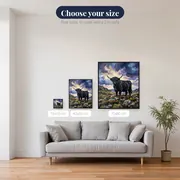 Black Highland Cow on Rocky Hillside – available sizes
