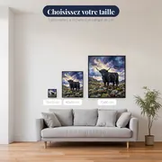 Vache Highland Noire Sur Les Collines Écossaises – tailles disponibles