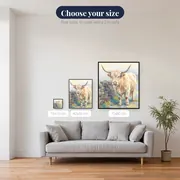 Cream Highland Cow in Morning Mist – available sizes