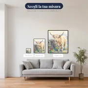 Mucca Highland Crema nella Nebbia Mattutina – misure disponibili