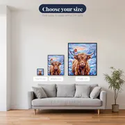 Highland Cow and Robin on a Frosty Morning – available sizes