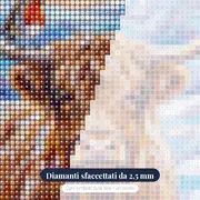 Mucca delle Highlands con pettirosso su corno ghiacciato – primo piano dei diamanti