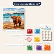Mucca Highland su Spiaggia delle Ebridi – contenuto del kit