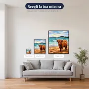 Mucca Highland su Spiaggia delle Ebridi – misure disponibili