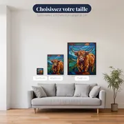 Vitrail Vache Highland aux Couleurs de Pierres Précieuses – tailles disponibles