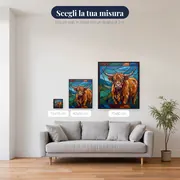 Ritratto di Mucca Highland in Stile Vetrata – misure disponibili