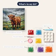 Highland Cow Standing in the Scottish Rain – kit contents