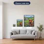 Highland Cow Over Wooden Farm Gate – available sizes