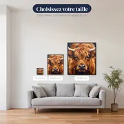 Portrait gros plan vache Highland aux yeux doux – tailles disponibles