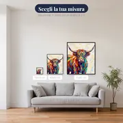 Ritratto colorato di mucca highland a spatola – misure disponibili