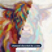 Ritratto colorato di mucca highland a spatola – primo piano dei diamanti