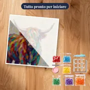 Ritratto colorato di mucca highland a spatola – kit pronto per iniziare