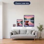 Highland Cow Wading in a Misty Loch – available sizes
