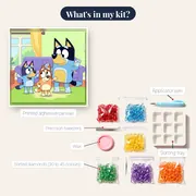 Bluey Bingo and Bandit Dancing in the Living Room – kit contents