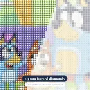 Bluey Bingo and Bandit Dancing in the Living Room – diamond close-up