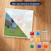 Bluey en Bingo spelen met een rode ballon – pakket klaar om te beginnen