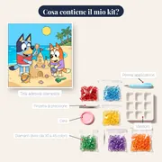Bluey e Bingo costruiscono un castello di sabbia – contenuto del kit