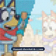 Bluey e Bingo costruiscono un castello di sabbia – primo piano dei diamanti