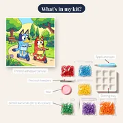 Bluey and Bingo Riding Scooters in the Park – kit contents
