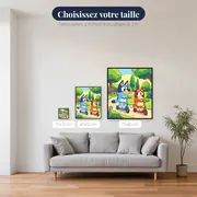 Bluey et Bingo en trottinette au parc – tailles disponibles