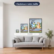 Bluey et Bingo sautant dans les flaques de boue – tailles disponibles