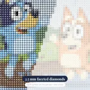 Bluey and Bingo Jumping in Muddy Puddles – diamond close-up