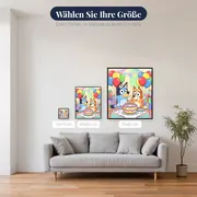 Bluey und Bingo feiern eine bunte Geburtstagsparty – verfügbare Größen