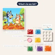 Bluey and Bingo Jumping in Autumn Leaves – kit contents