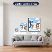 Bluey und Bingo bauen einen Schneemann – verfügbare Größen