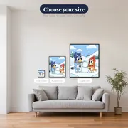 Bluey and Bingo Building a Snowman – available sizes