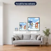 Bluey e Bingo nella neve con sciarpe – misure disponibili